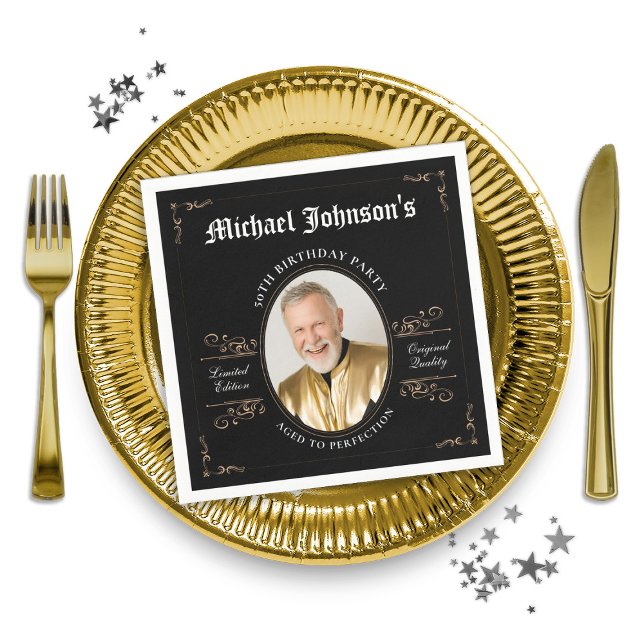 Serviette En Papier Classic Age to Perfection Personnalisé 50e anniver (Classic Aged to Perfection Custom 50th Birthday Napkins)