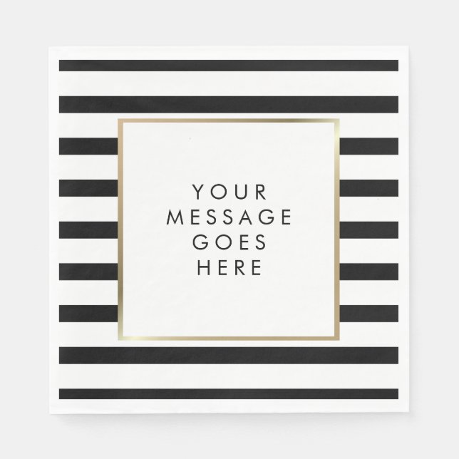 Serviette En Papier Classic Black and White Stripe (Devant)