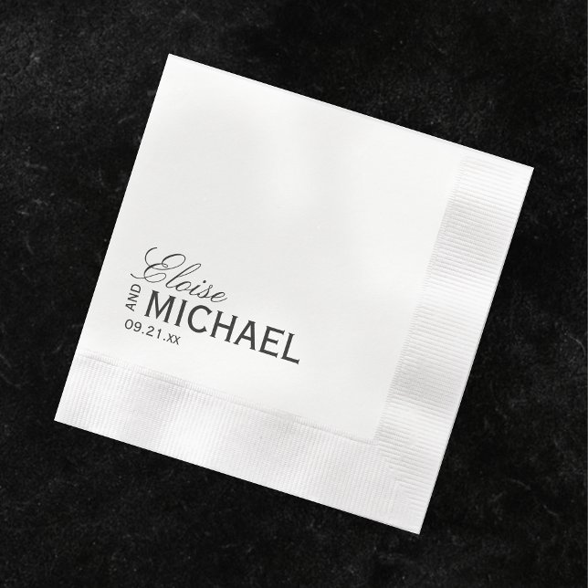 Serviette En Papier Classic Black Calligraphy Formal Wedding (Accent your formal affair with these Classic Black Calligraphy Formal Wedding Napkins! )