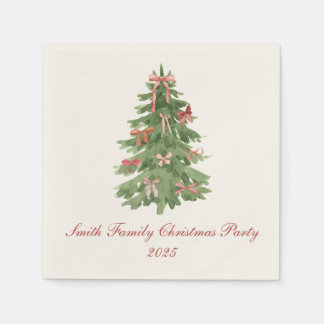 Serviette En Papier Classic Bow Tree Family Christmas Party Holiday
