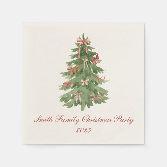 Serviette En Papier Classic Bow Tree Family Christmas Party Holiday (Devant)