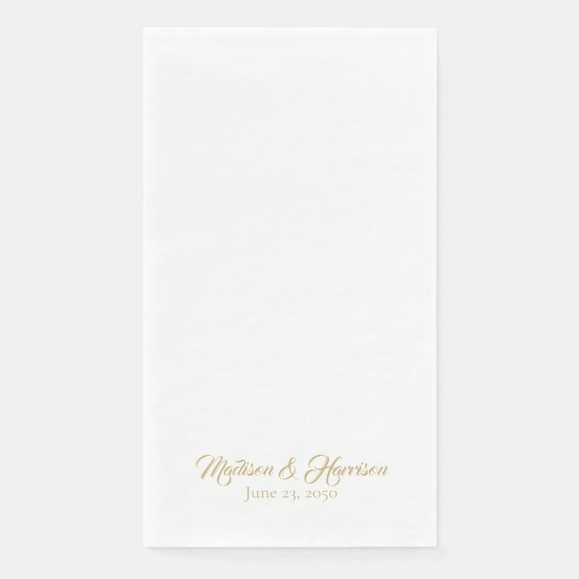 Serviette En Papier Classic chic or script noms personnalisés date Mar (Devant)