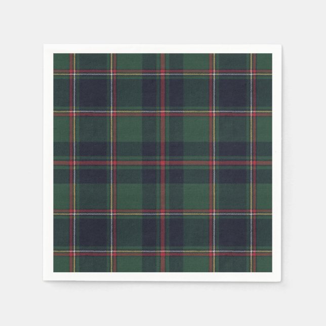 Serviette En Papier Classic Dark Blue Red Green Plaid Pattern (Devant)