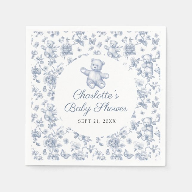 Serviette En Papier Classic Elegant Blue Boy Baby shower Toile (Devant)