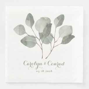 Serviette En Papier Classic Elegant Dollar Eucalyptus Mariage