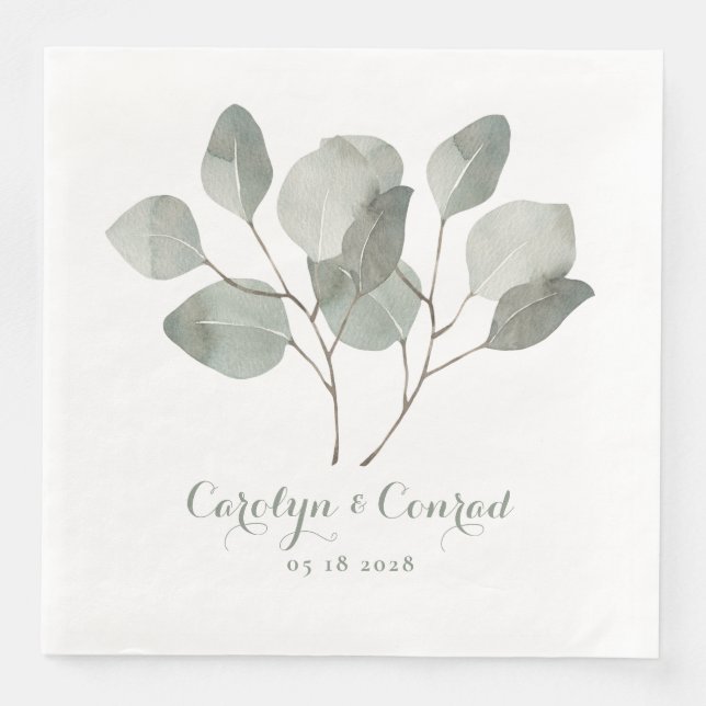 Serviette En Papier Classic Elegant Dollar Eucalyptus Mariage (Devant)