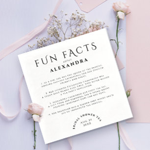 Serviette En Papier Classic Élégant Fun Facts Black And White Party