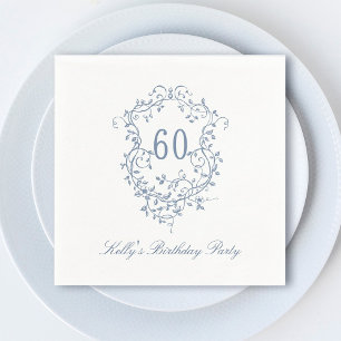 Serviette En Papier Classic French Victorian Blue 60th Birthday Party