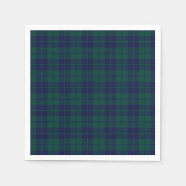 Serviette En Papier Classic Green Navy Tartan Plaid Pattern  (Devant)