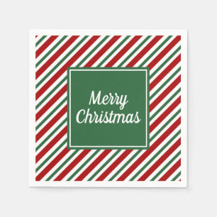Serviette En Papier Classic Green Stripes Motif Noël