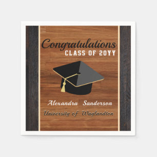 Serviette En Papier Classic Moderne Brown de grain de bois Cap Graduat