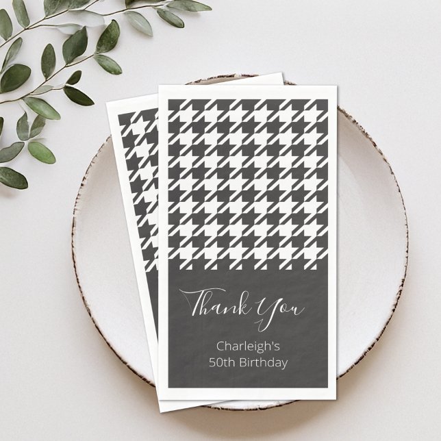 Serviette En Papier Classic moderne noir et blanc Houndstooth (Créateur téléchargé)
