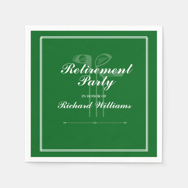 Serviette En Papier Classic Retraite Golf Clubs Thème Vert Blanc (Devant)