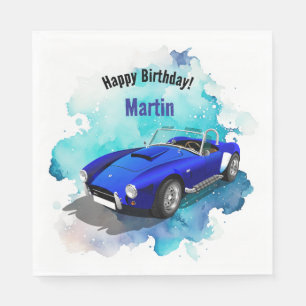 Serviette En Papier Classic Retro Blue Sports Voiture Anniversaire Ave