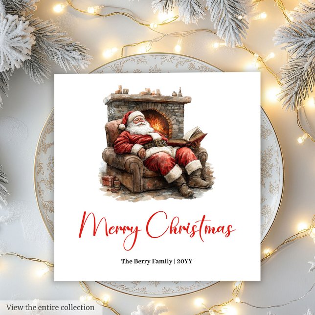 Serviette En Papier Classic Santa Claus Modern Cozy Christmas Napkins (Classic Santa Claus Modern Cozy Christmas Napkin)