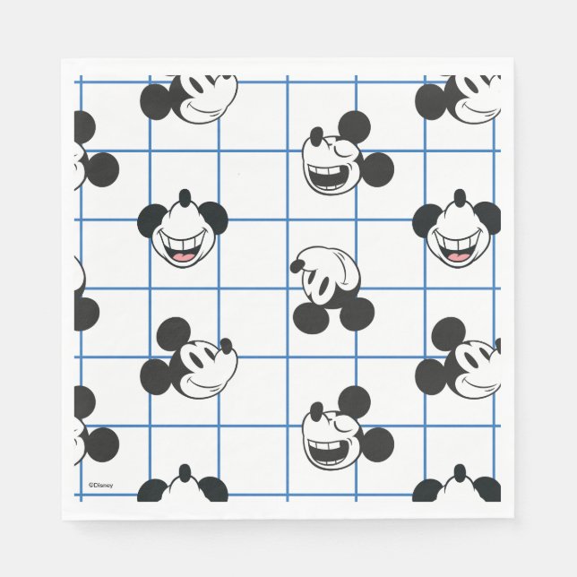 Serviette En Papier Classic Smiling Mickey Mouse Grid Pattern (Devant)
