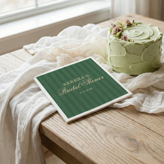 Serviette En Papier Classic Stripe Vintage Bridal Shower Green
