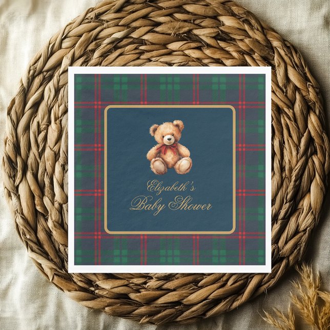 Serviette En Papier Classic Teddy Bear Navy Plaid Preppy Baby Shower (classic Teddy Bear Navy Plaid Preppy Baby Shower Napkins)