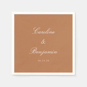 Serviette En Papier Classic Terracotta Script Mariage élégant Personna