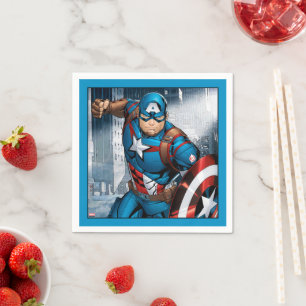 Serviette En Papier Classique Avengers   Capitaine America avance