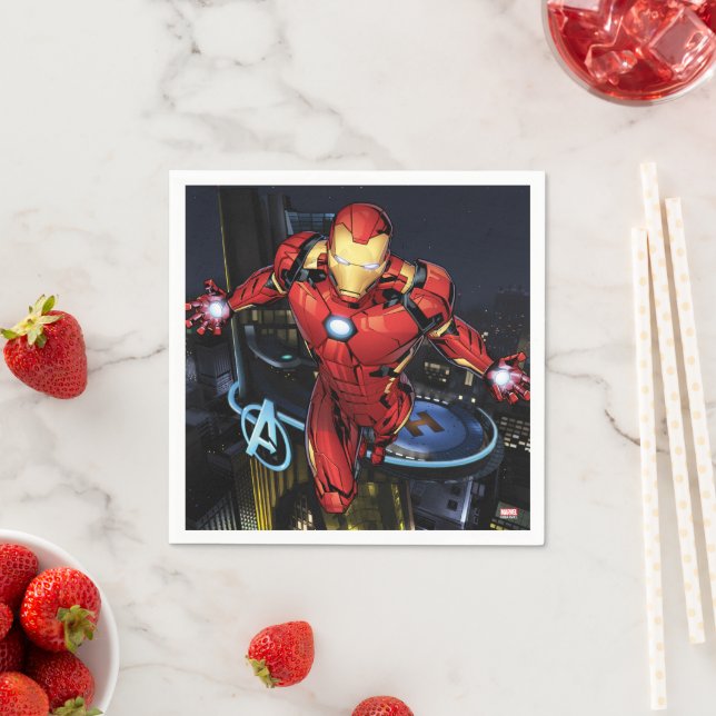 Serviette En Papier Classique Avengers | Iron Man Flying Forward (En situation)