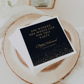 Serviette En Papier Classique Chic Calligraphie Confettis Or Retraite