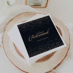 Serviette En Papier Classique Chic Or Confettis Calligraphie Retraite