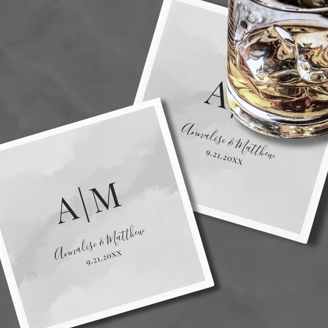 Serviette En Papier Classique Classique Simple Mariage Monogramme (Traditional Classic Simple Monogram Wedding Napkins)