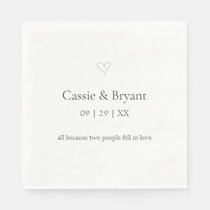 Serviette En Papier Classique Elegant noir et blanc Mariage simple