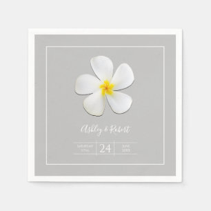 Serviette En Papier Classique Formelle moderne, Blanc sur Mariage gris