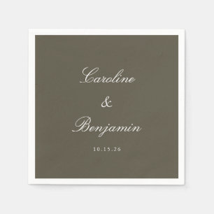 Serviette En Papier Classique Olive Script Mariage élégant Nom personn