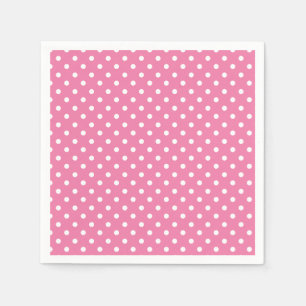Serviette En Papier Classique pois blanc - Fuchsia rose