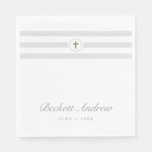 Serviette En Papier Classique Rayures Baptême et Christening