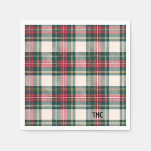 Serviette En Papier Classique Tartan Plaid Initiales Festive