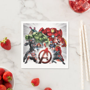 Serviette En Papier Classiques Avengers   Groupe Avengers Logo Lumineu