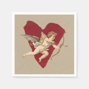 Serviette En Papier Classiques de romance audacieuse Cœur rouge ange a