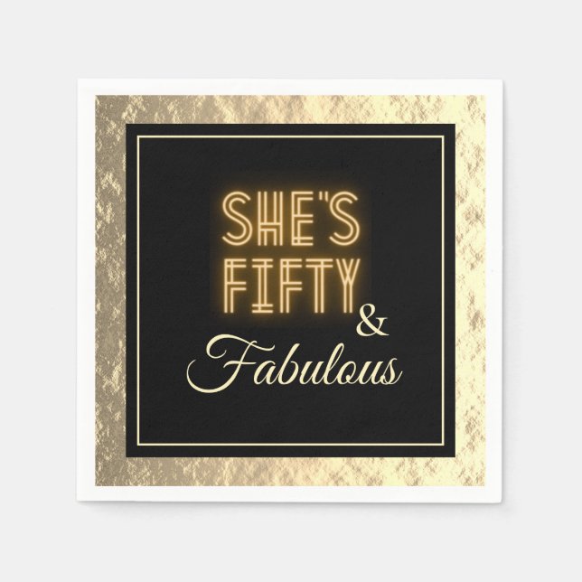 Serviette En Papier Classy 50 & Fabuleux Gold Birthday Party (Devant)