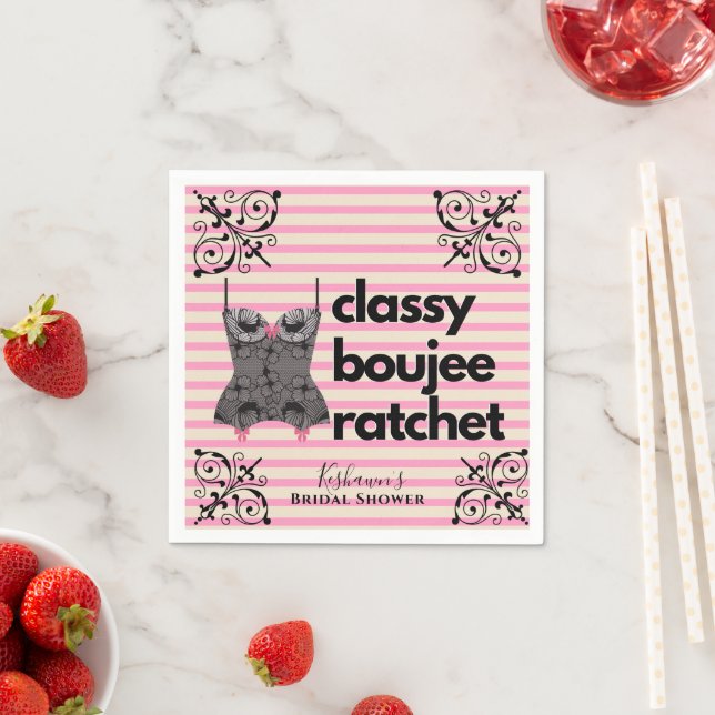 Serviette En Papier Classy Boujee Ratchet | Lingerie rose et noire (En situation)