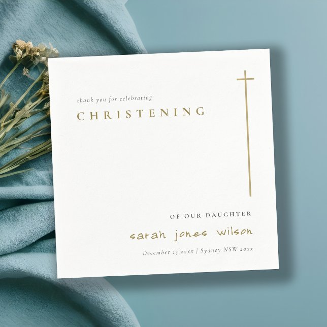 Serviette En Papier Classy Elegant Minimal Gold Typographie Christenin (Créateur téléchargé)