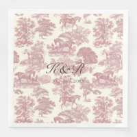 Classy Elegant Rose Horse Toile Nom Initiales