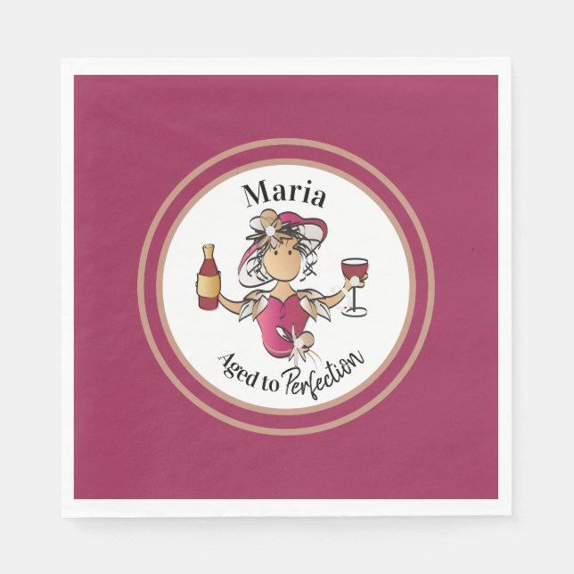 Serviette En Papier Classy Femme Vin personnalisé Anniversaire Napkin (Devant)