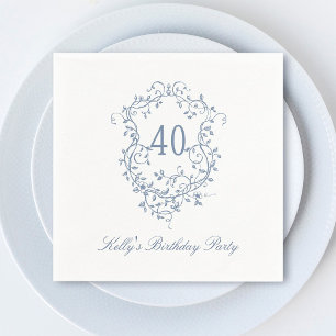 Serviette En Papier Classy French Victorian Blue 40th Birthday Party