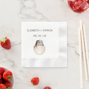 Serviette En Papier Classy minimaliste, hibou amoureux