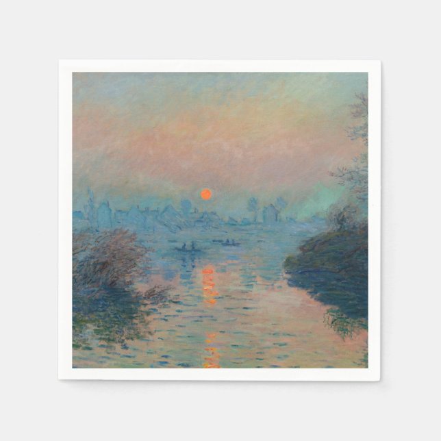 Serviette En Papier Claude Monet - Coucher de soleil sur la Seine à La (Devant)