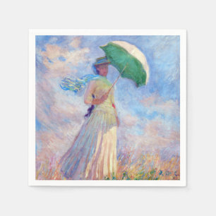 Serviette En Papier Claude Monet - Femme avec un parasol face à droite