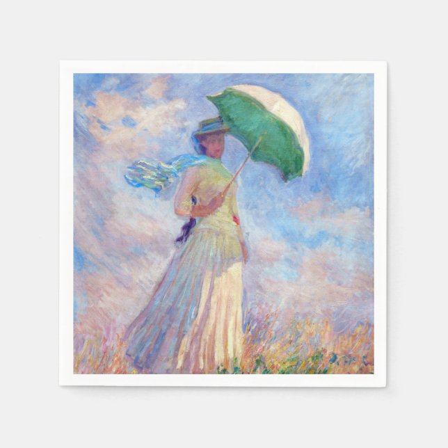 Serviette En Papier Claude Monet - Femme avec un parasol face à droite (Devant)
