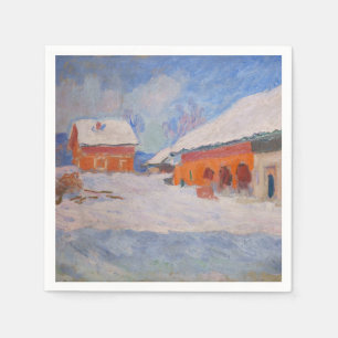 Serviette En Papier Claude Monet - Norvège, Maisons rouges à Bjornegaa