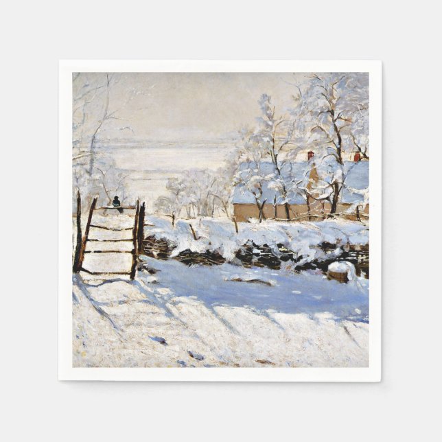 Serviette En Papier Claude Monet peinture, La Magpie, (Devant)