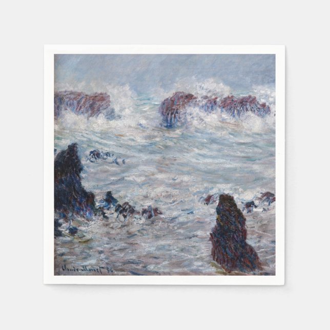Serviette En Papier Claude Monet - Tempête au large de la côte Belle-Î (Devant)