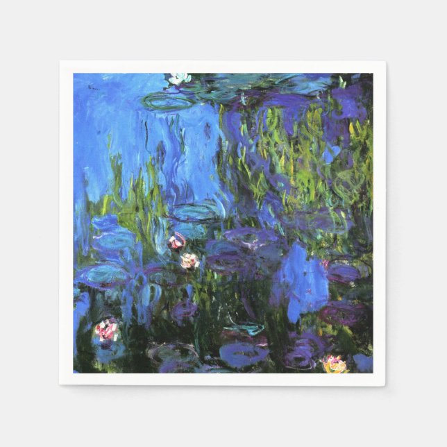Serviette En Papier Claude Monet : Water-Lilies, indigo bleu (Devant)